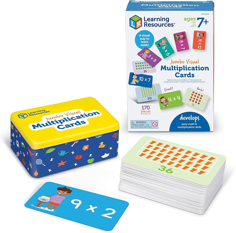 Learning Resources Jumbo Visual Multiplication Cards, Multiplication Flash Cards, Math Classroom ... | Amazon (US)