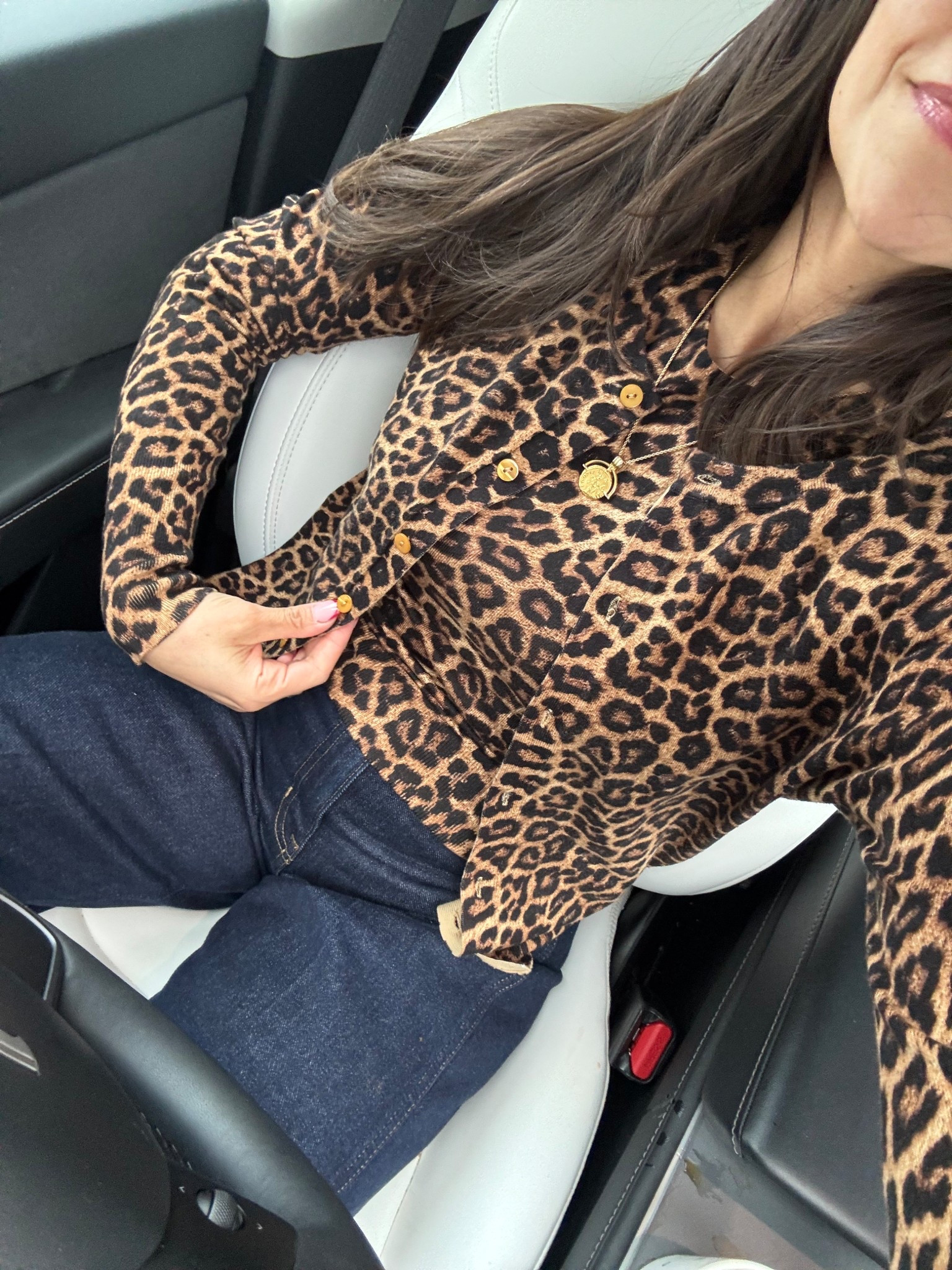 The knit and cardigan pieces are on sale. It’s two pieces sold separately. I’m wearing a small and it’s 40% off both. My denim are also on sale their 50% off and they’re a barrel cut. I love wearing them with a ballet flat and they hit right below my ankle and they’re really dark wash. They run a little so I actually went down a size I am in a 24.