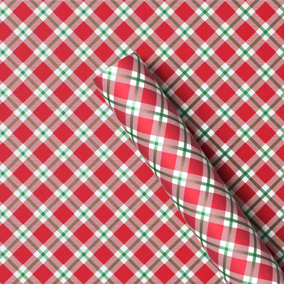 220 sq ft Plaid Christmas Gift Wrap Red/Green - Wondershop™: Classic Patterns, 66' Length | Target