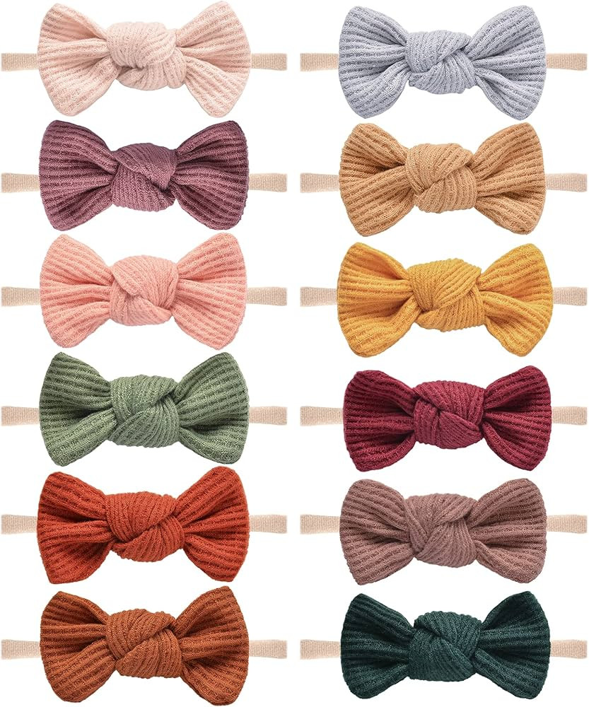 Niceye Pack of 12, Baby Girls Headbands Hair Bows Stretchy Nylon Hairbands for Newborn Infant Tod... | Amazon (US)
