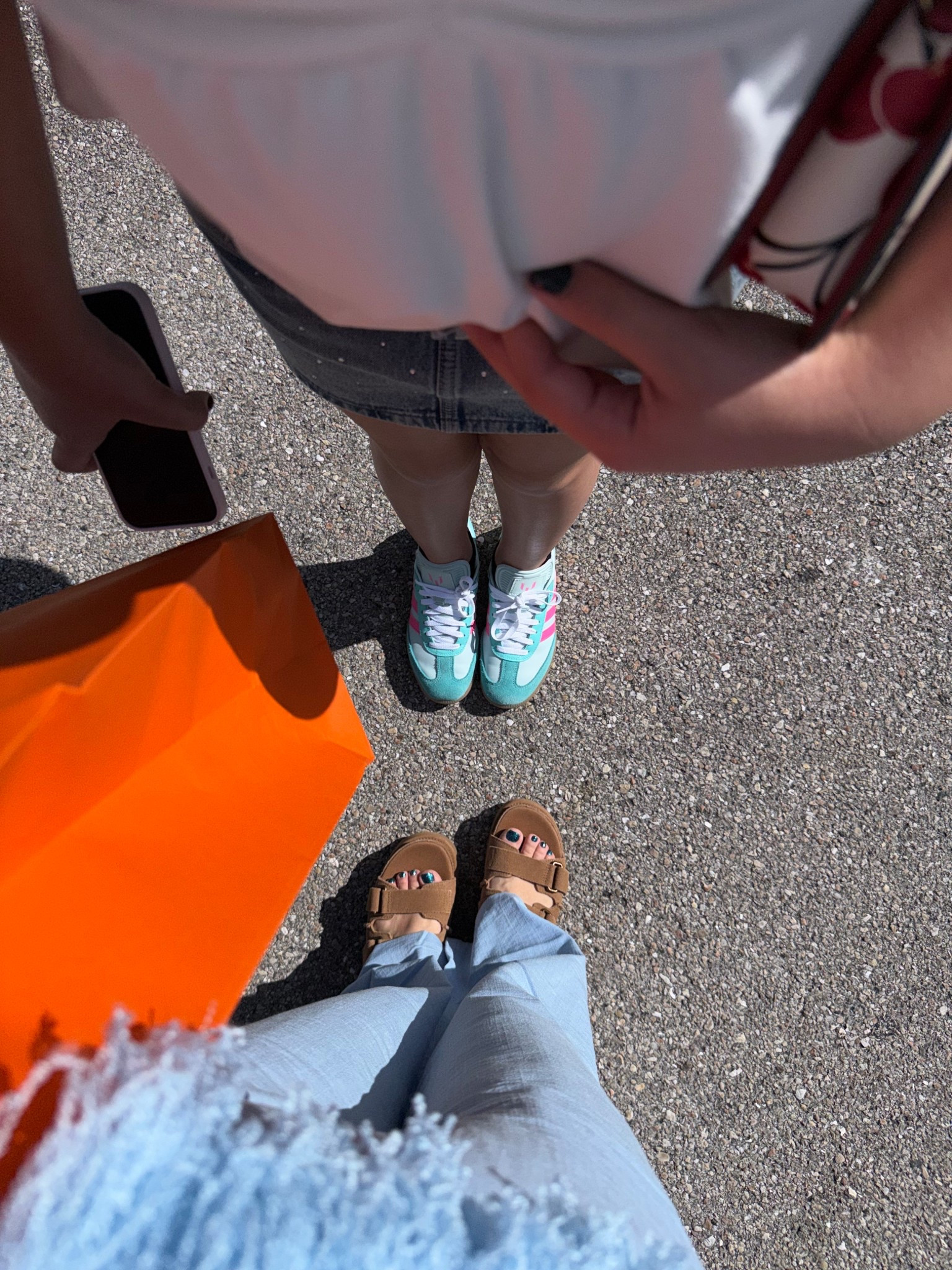 Feeling fresh and updated , wearing our new shoes in Naples today and loving them!
Adidas Samba Messi Sneakers (unisex sized pretty big go to lower end of your sizing) 
Ugg Sandals ( on sale) 