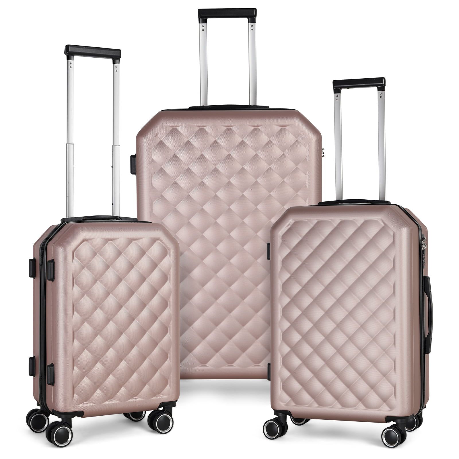 ABQ Pacific Aspire Hardside 3-Piece Luggage Set - Rosegold | Walmart (US)