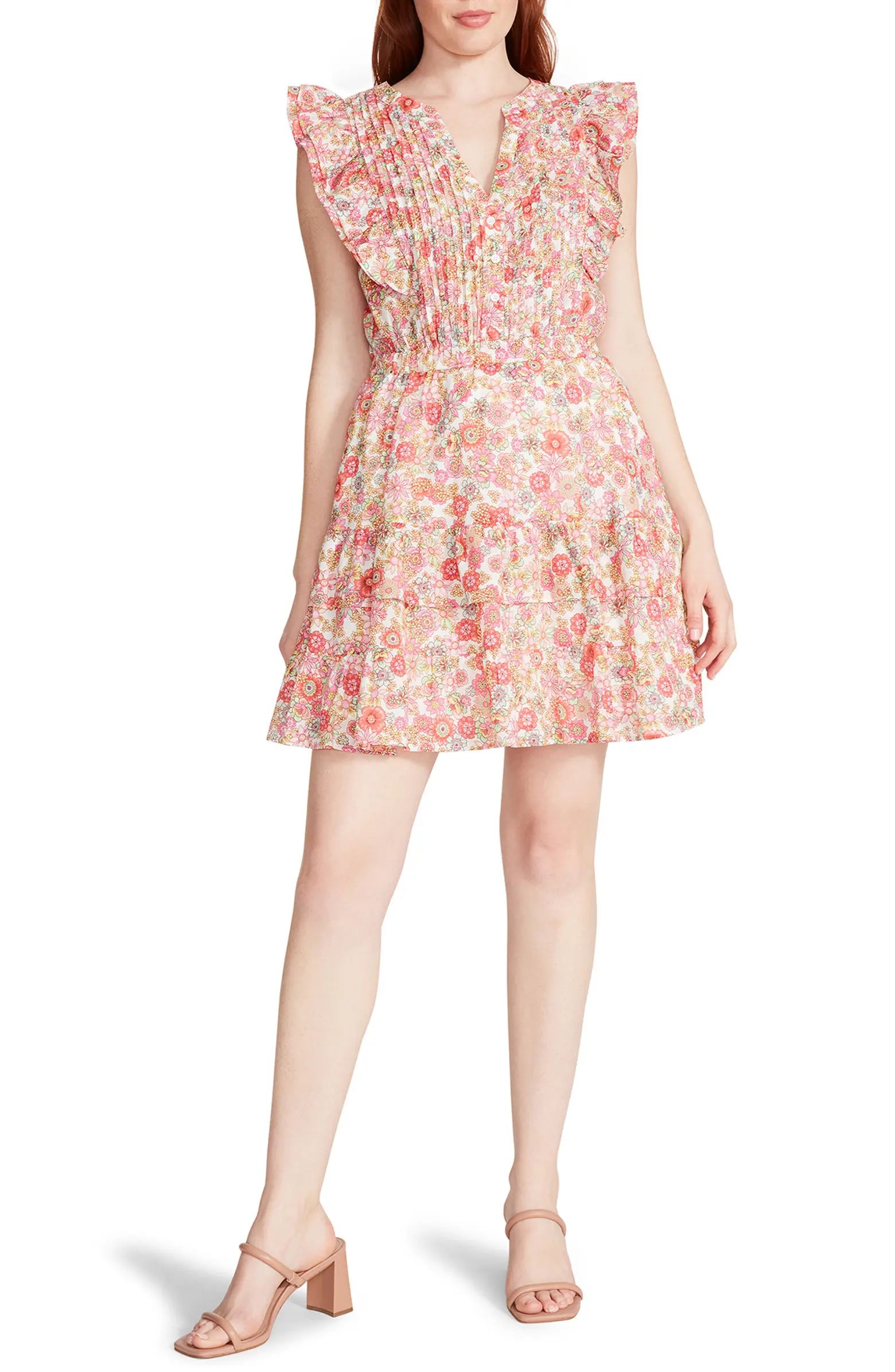 Kianna Floral Cap Sleeve Cotton Dress | Nordstrom