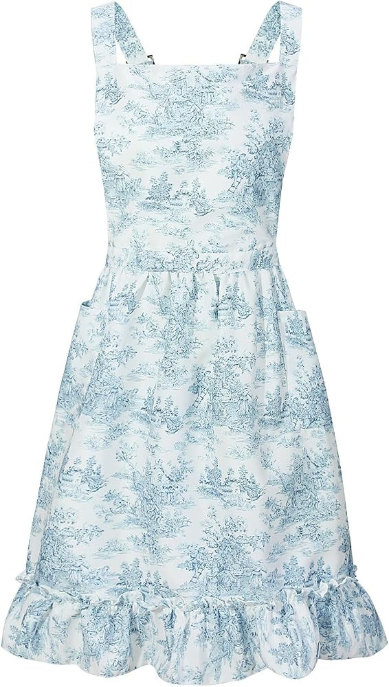 Vintage Apron Dress for Women with Pockets Cute Pinafore Aprons for Kitchen Cooking Baking Garden... | Amazon (US)