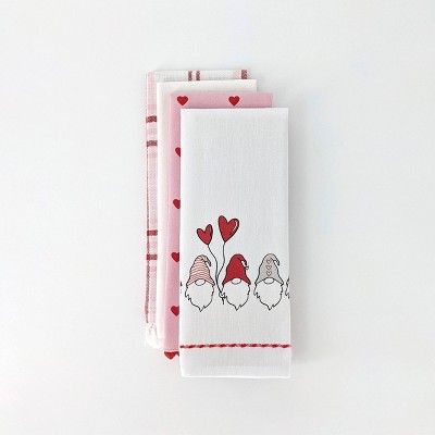 4ct Valentine's Day Dish Towels Gnome/Hearts - Bullseye's Playground™ | Target