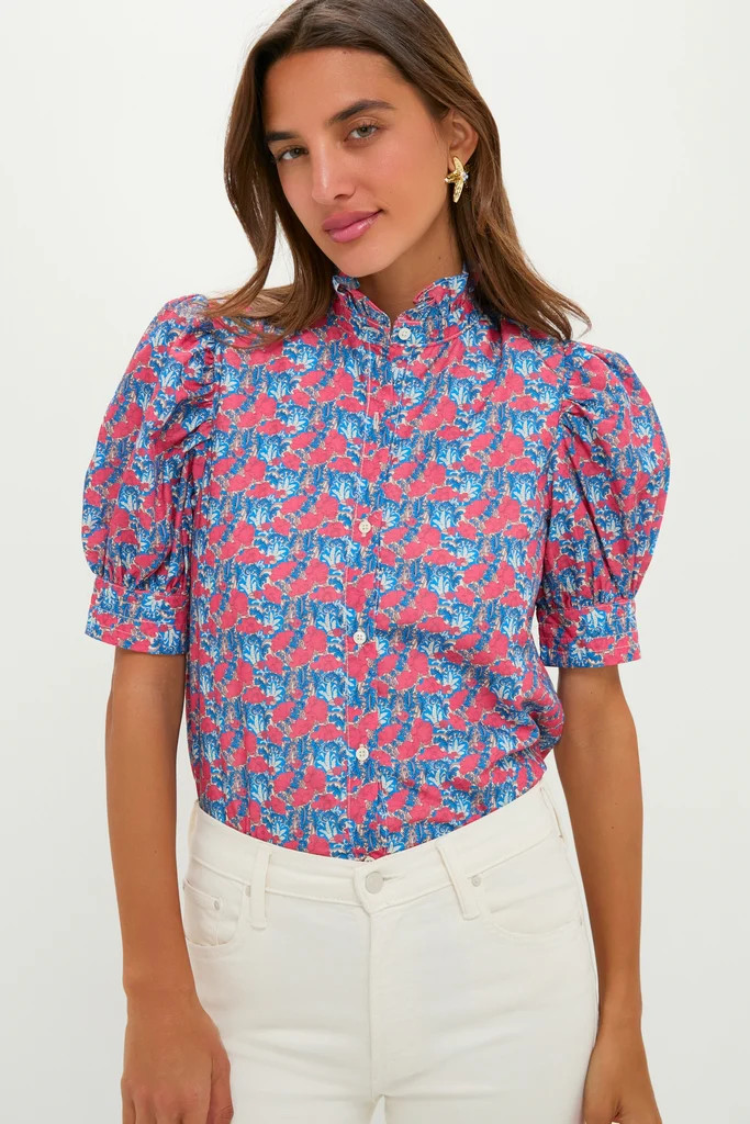 Red & Blue Floral Louisa Blouse | Tuckernuck (US)