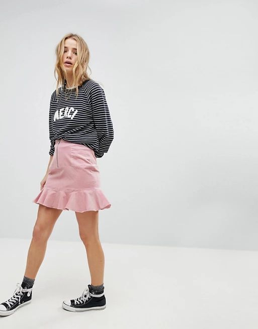 Glamorous Mini Skirt With Pephem In Corduroy | ASOS US
