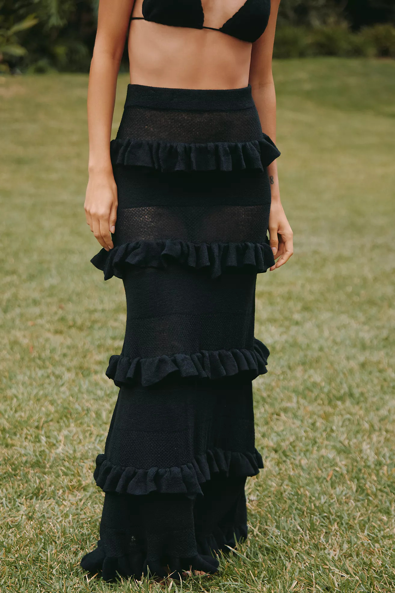 BLITHE Tiered Knit Maxi Skirt | Anthropologie (US)