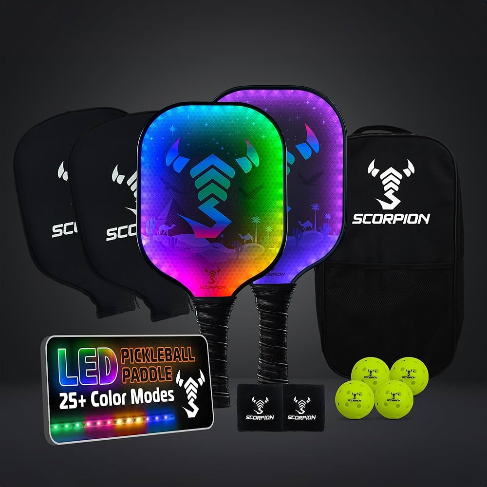 SCORPION LED Pickleball Paddles Set of 2 or 1 – Lightweight Rackets with LED Edge Lighting | Ca... | Amazon (US)