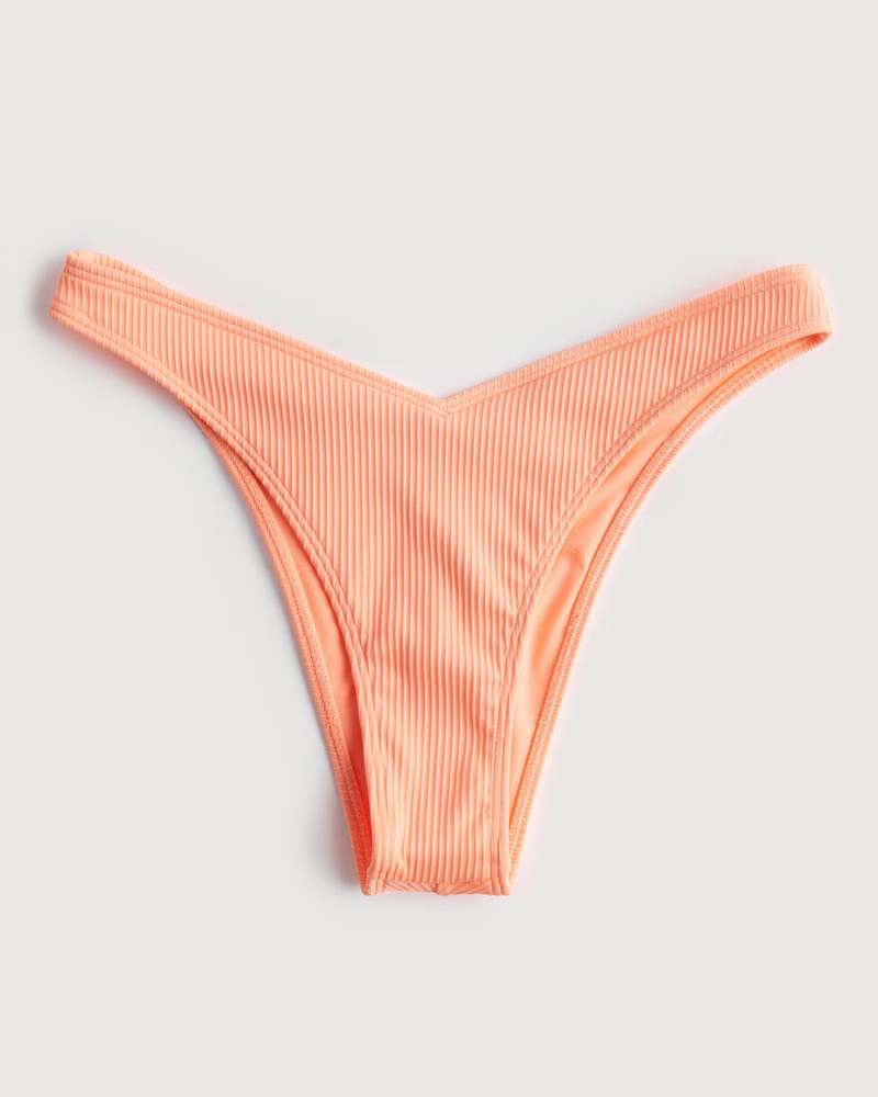 Women's High-Leg Ribbed V-Front Cheekiest Bikini Bottom | Women's Swimwear | HollisterCo.com | Hollister (US)