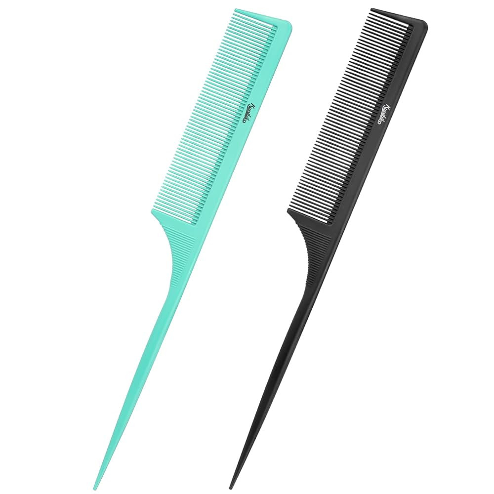Rat Tail Comb2Pcs Parting Combs for Women, Fine Tooth Parting Tip Carbon Fiber Root Teasing Anti ... | Amazon (US)