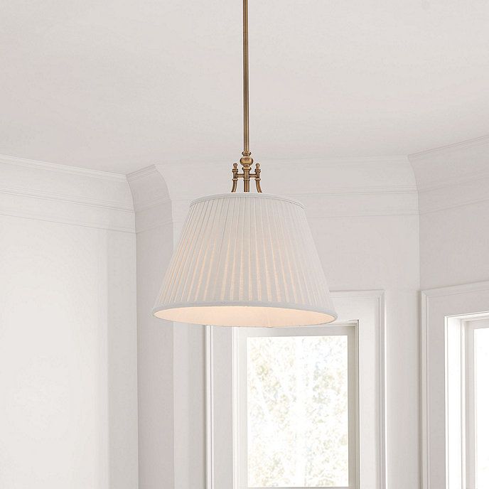 Margot Single Hanging Pendant Light Fixture Antique Brass & Anais Pleated Shade | Ballard Designs, Inc.