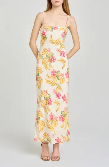 Calypso Fruit Print Lace Trim Midi Dress | Nordstrom