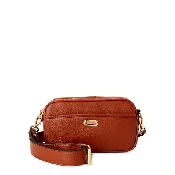 Time and Tru Women’s Annamarie Faux Leather Crossbody Handbag, Brown | Walmart (US)