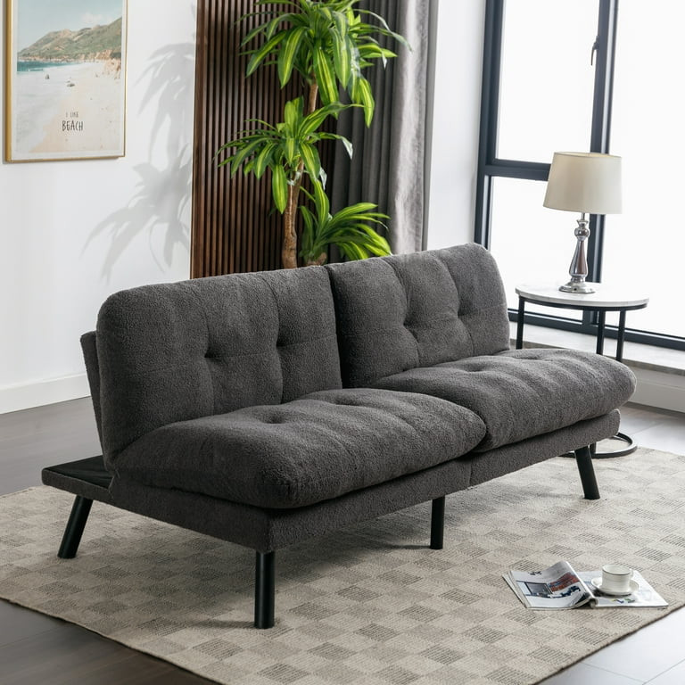 Mainstays Camden Cozy Futon, Charcoal Boucle Fabric, 72" | Walmart (US)