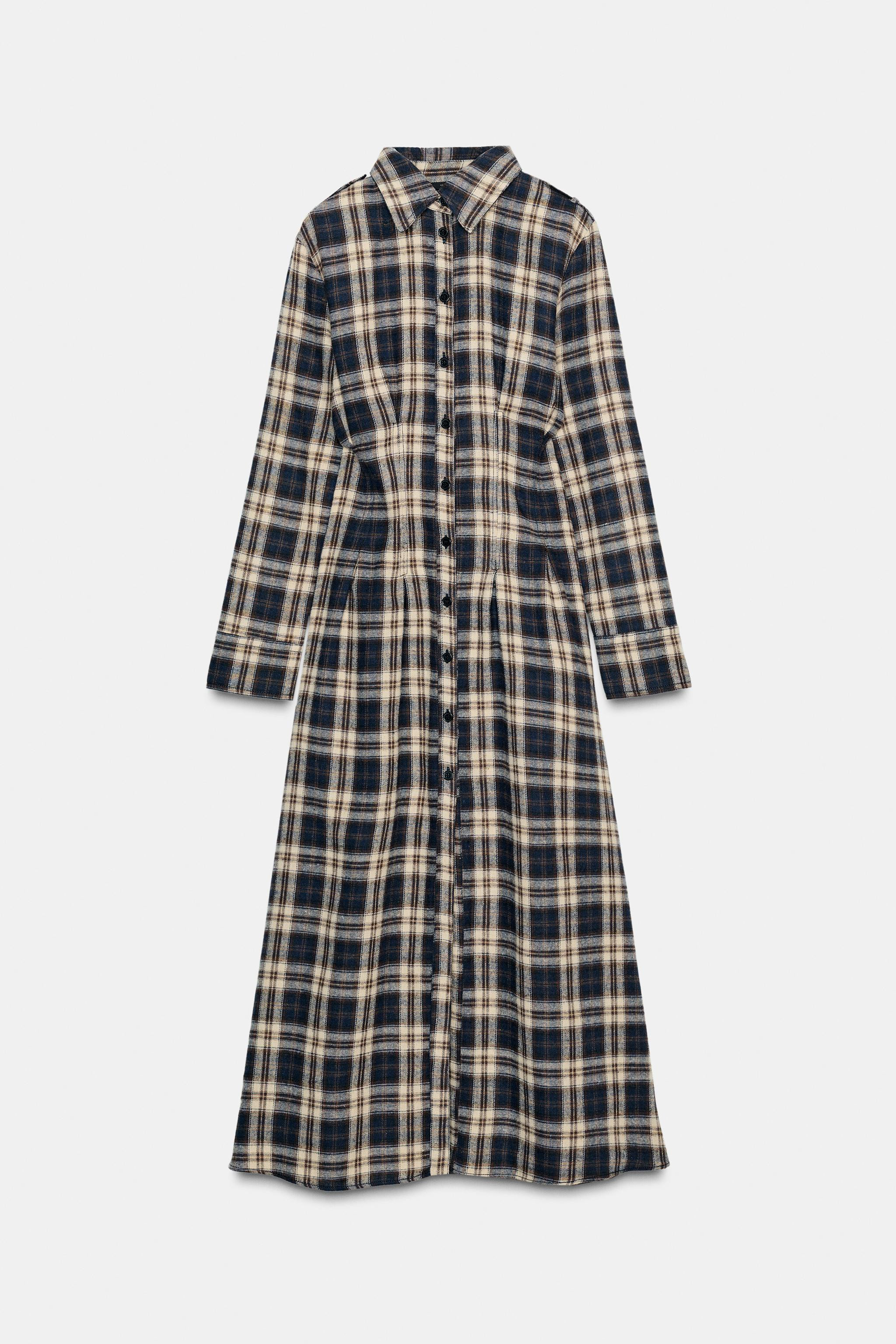 PLAID PLEATED MIDI DRESS | Zara US