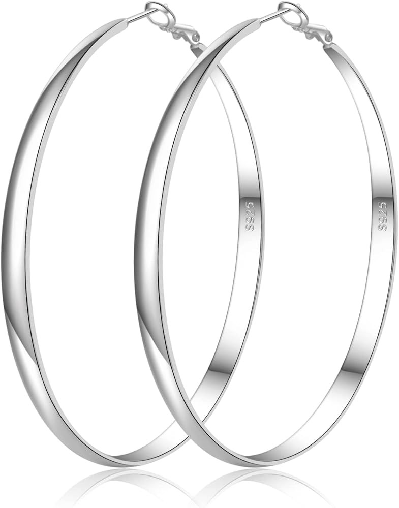 Senteria Sterling Silver Hoop Earrings for Women Hypoallergenic 925 Sterling Silver Large Hoop Ea... | Amazon (US)
