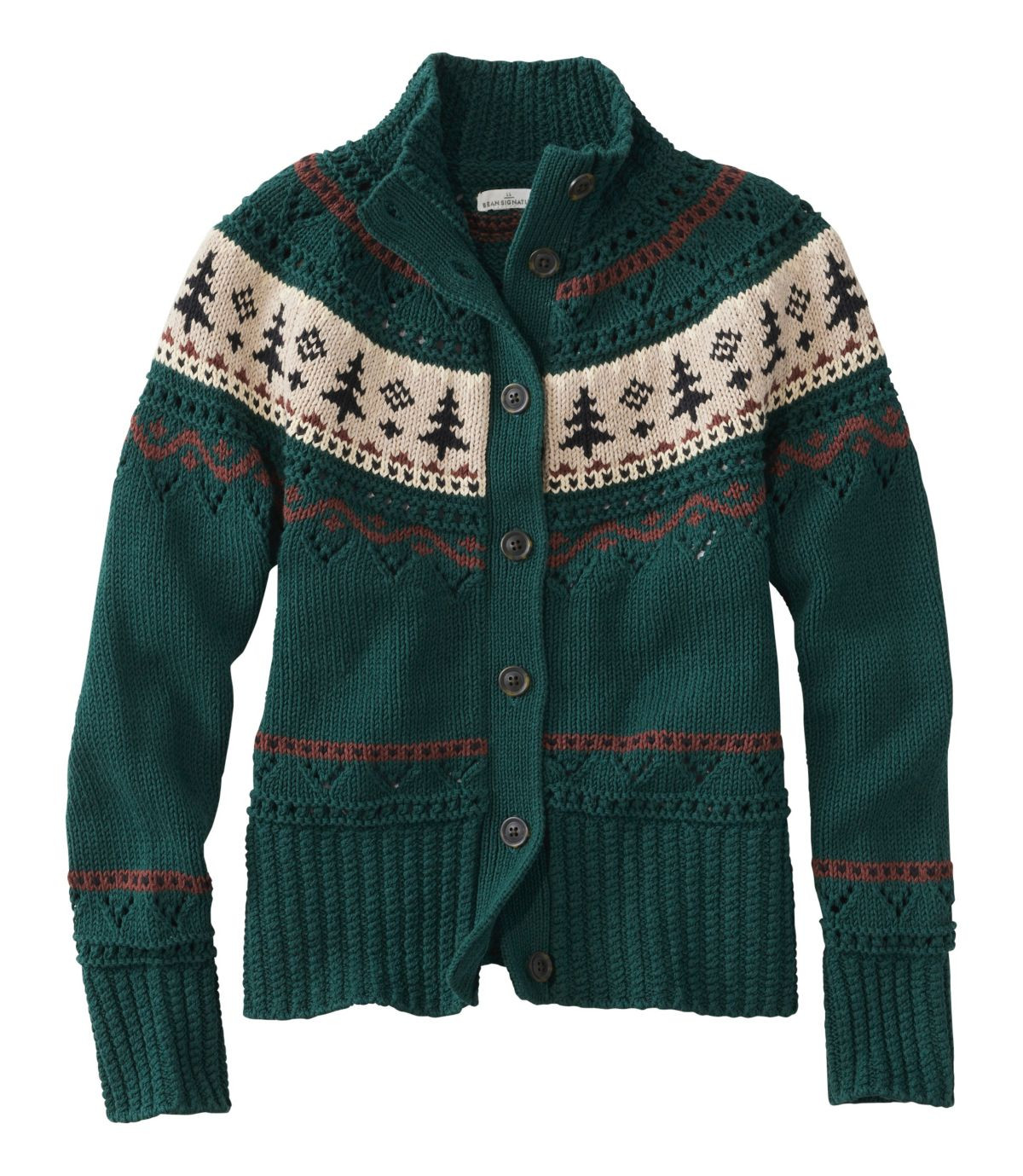 Women's Signature Cotton Fisherman Sweater, Short Cardigan Fair Isle | L.L. Bean