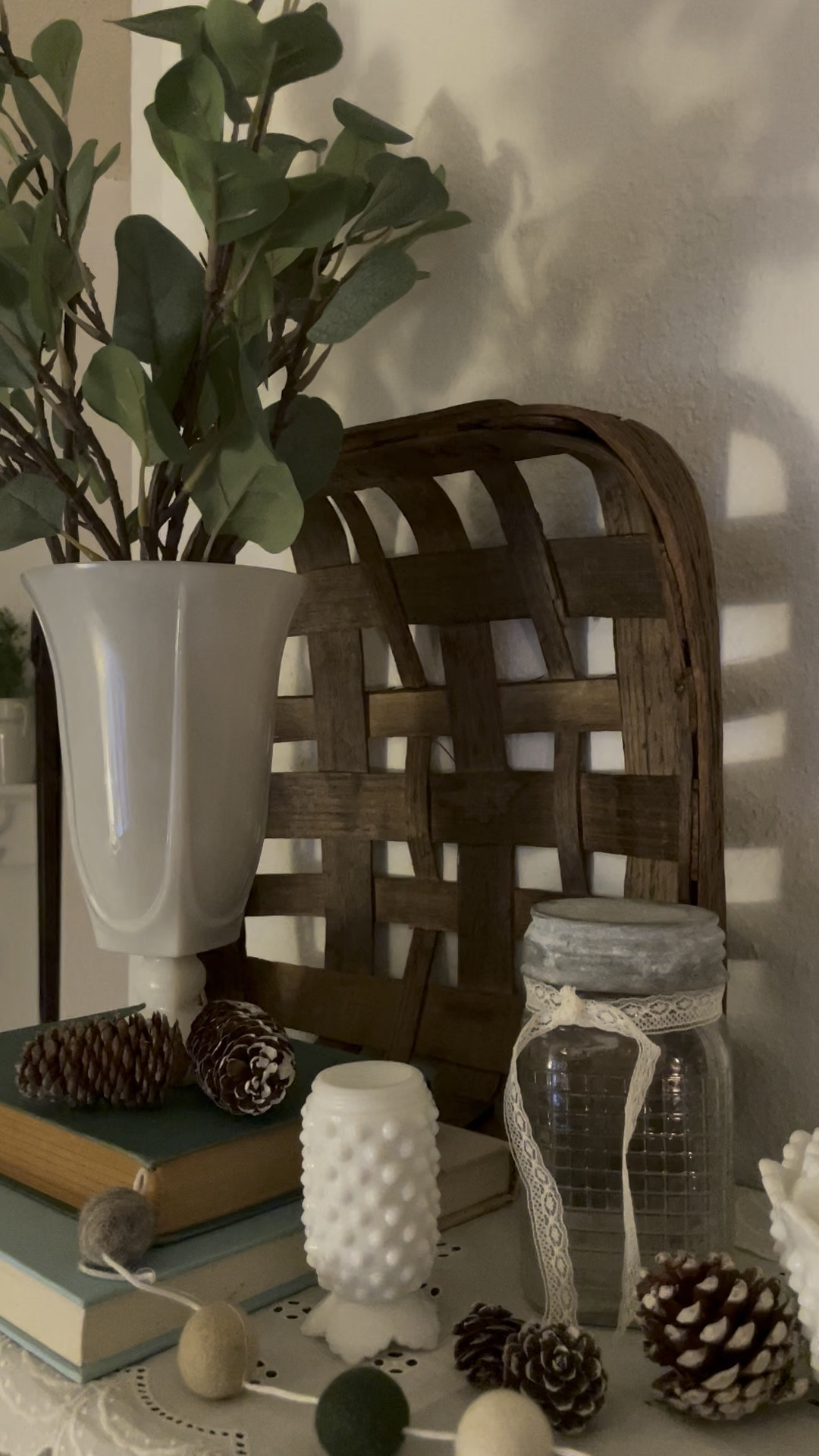 Looking for cozy winter decor? Wanting to add timeless charm to your living room? I can help! 
Through the use of milk glass, mixed with natural elements, you can easily style beautiful vignettes on shelving, mantels, and more!

#LTKSeasonal #LTKFindsUnder50 #LTKHome