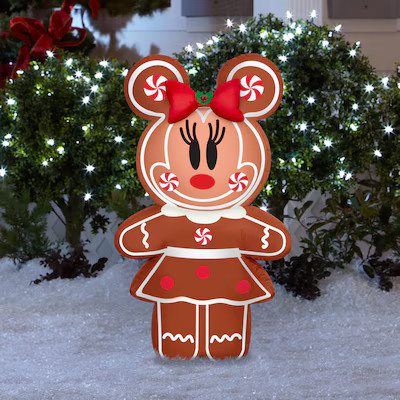 Disney 3.5-ft Gingerbread Minnie Mouse Inflatable Christmas Decoration Lowes.com | Lowe's