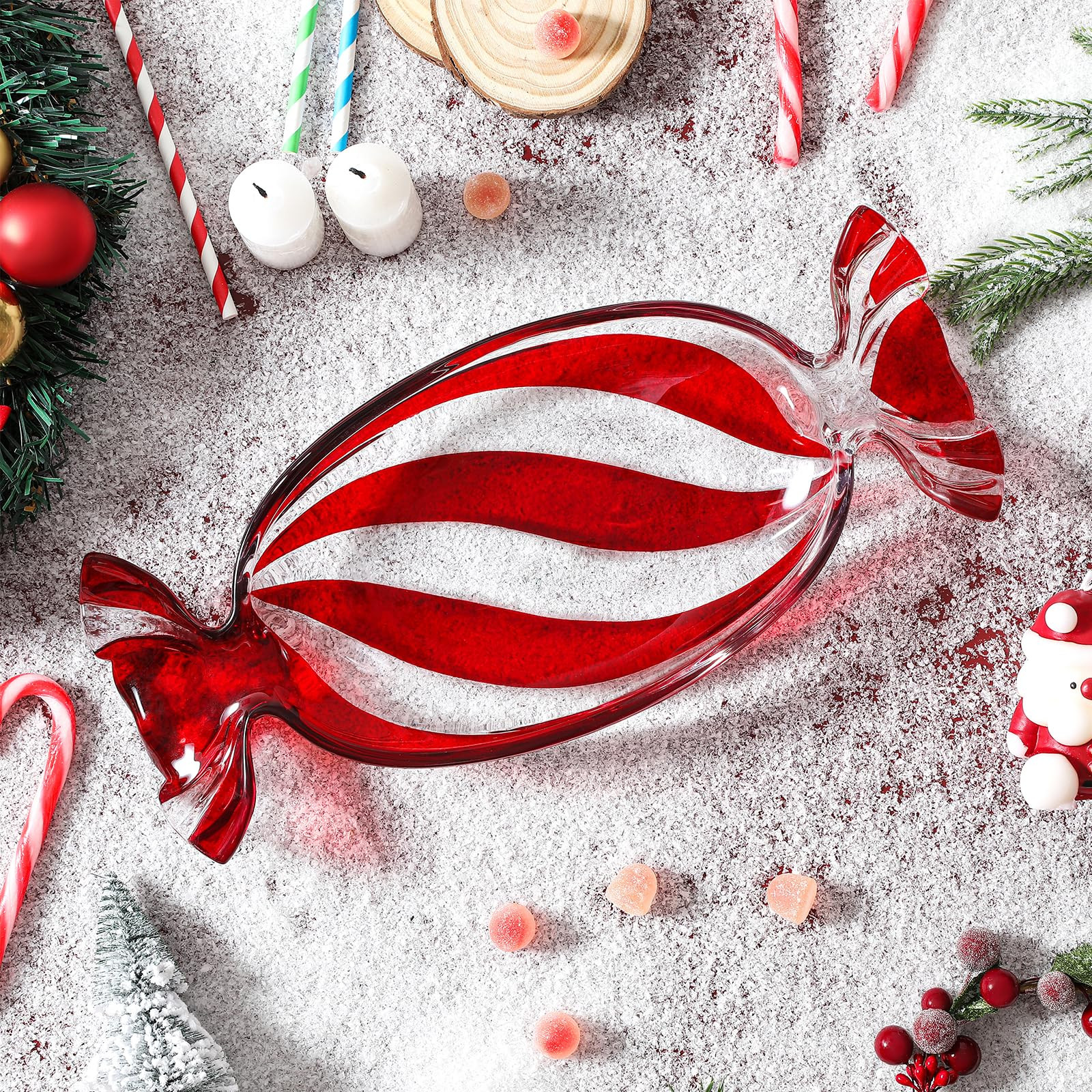 Christmas Candy Glass Plate, Christmas Theme Serving Tray for Holiday Desserts, Cookies & Candy D... | Amazon (US)