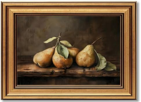 Gold Framed Vintage Country Kitchen Canvas Wall Art, Still Life Pear Painting Picture Wall Decor,... | Amazon (US)