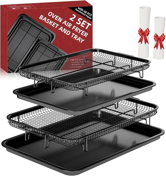 Air Fryer Basket for Oven, 2 Set Oven Air Fryer Basket and Tray For Cooking | Amazon (US)