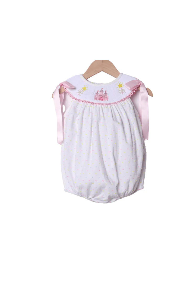Smocked Colorful Castle Swiss Dot Bubble | The Smocked Flamingo