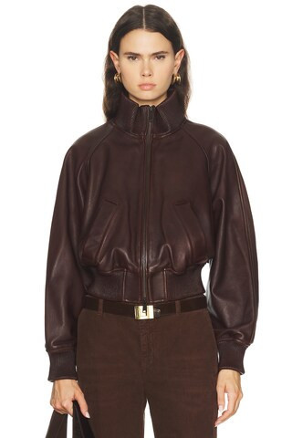 Polo Ralph Lauren Leather Bomber Jacket in Brown | FWRD 