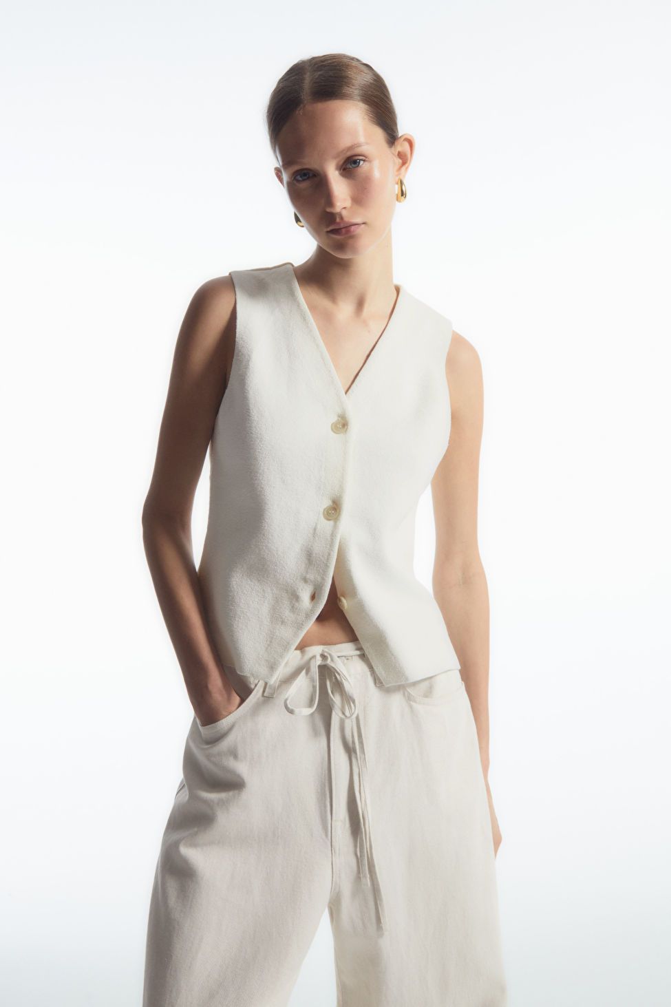 KNITTED WAISTCOAT - IVORY - COS | COS UK