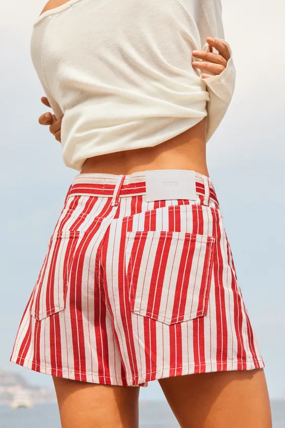 STRIPED MOM FIT SHORTS | Zara US