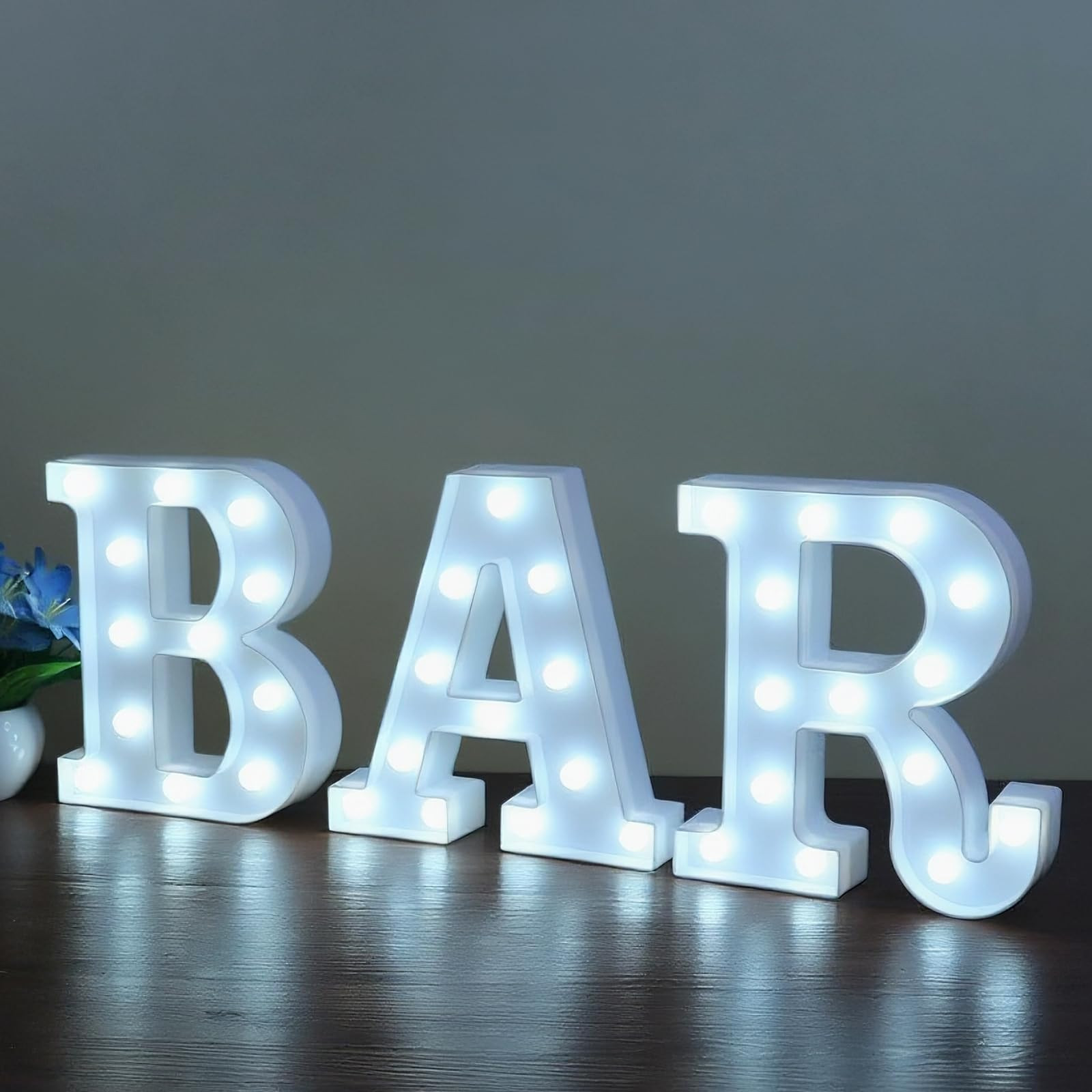 BAR - Illuminated Marquee Bar Sign for Home Decor - Light up LED Marquee Word Sign - Pre-Lit Pub ... | Amazon (US)