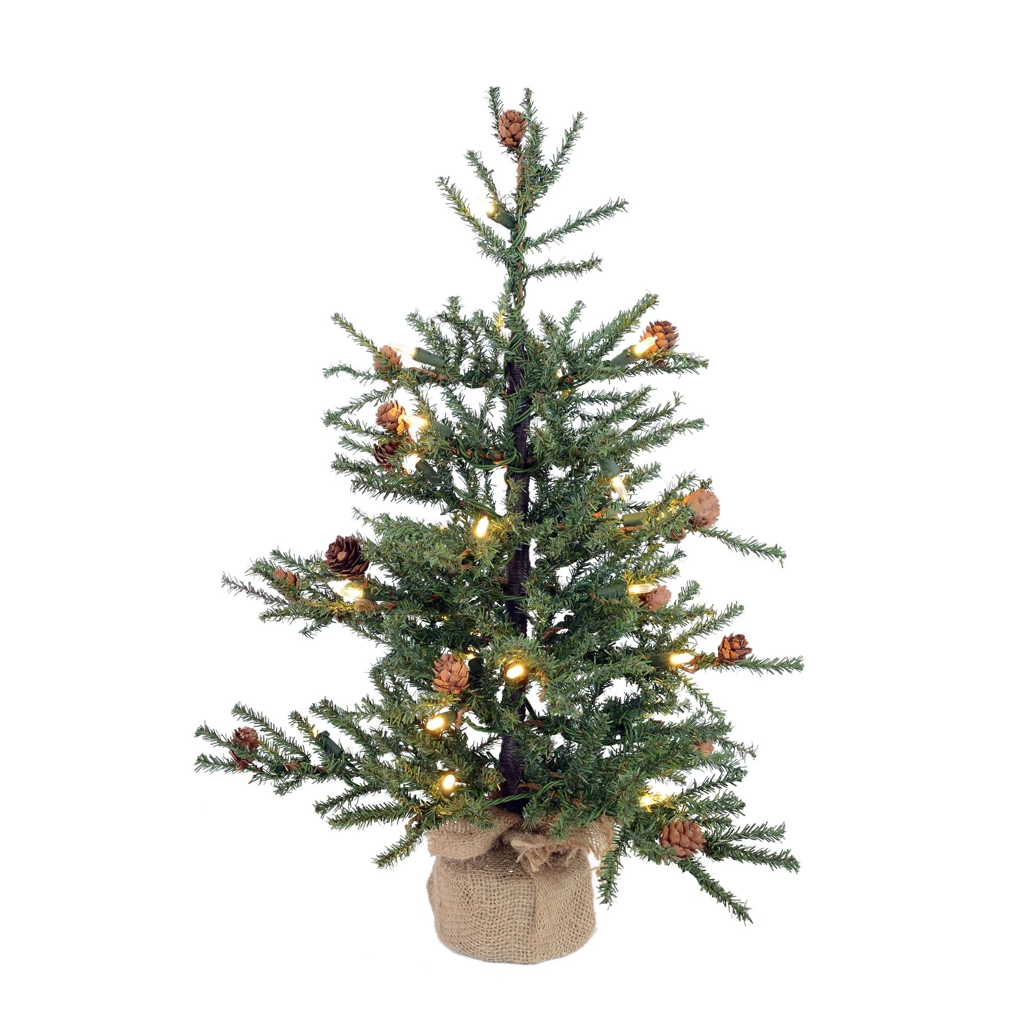 Vickerman Artificial Christmas Tree 24" Carmel Pine 35LED Warm White Lights Burlap Base - Walmart... | Walmart (US)