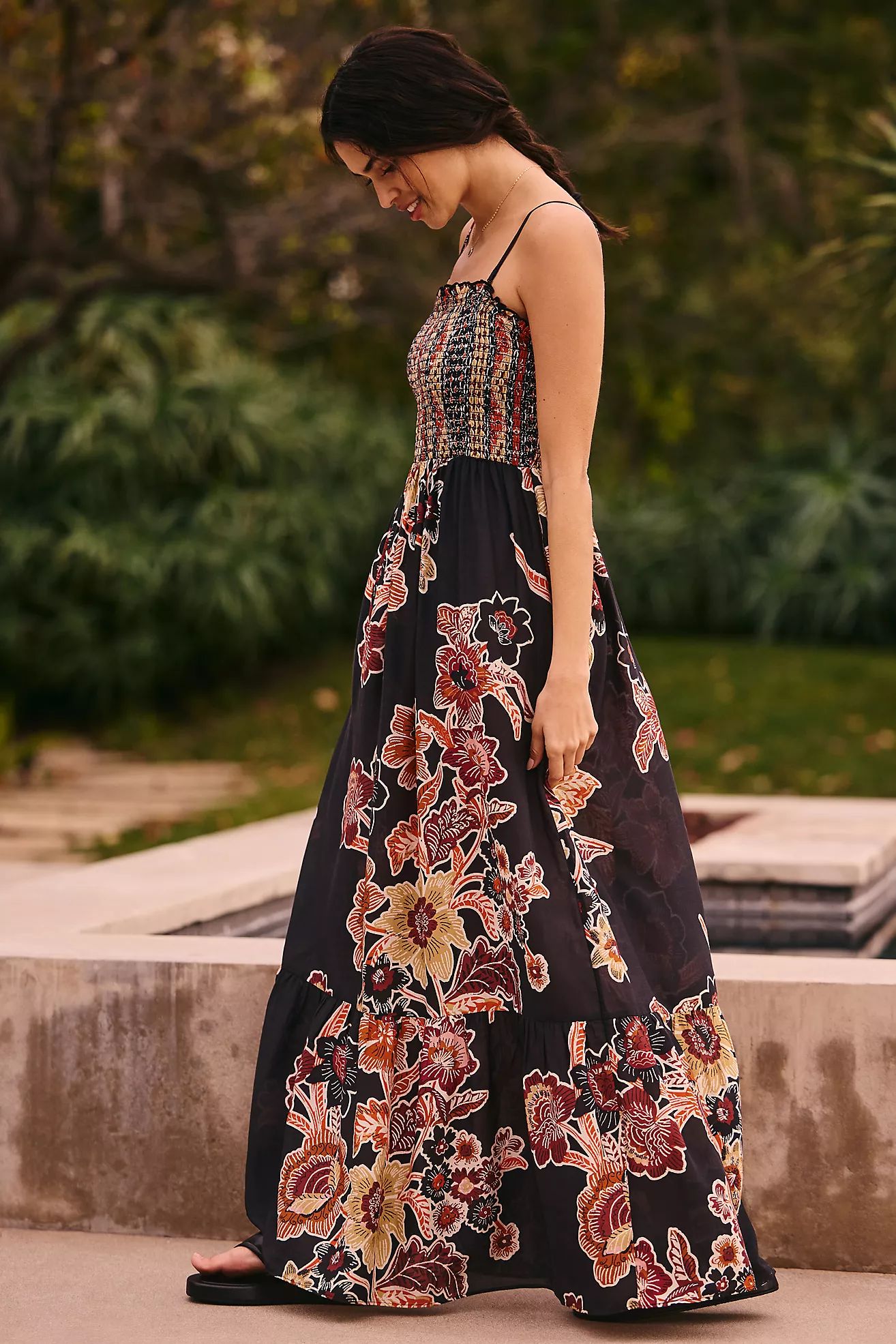 The Marisol Printed Smocked Gauze Maxi Dress | Anthropologie (US)
