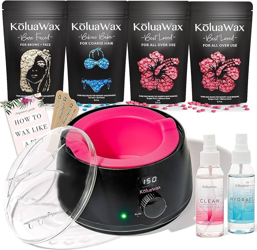 KoluaWax Premium Waxing Kit for Women - Hot Melt Hard Wax Warmer for Hair Removal, Eyebrow, Bikin... | Amazon (US)