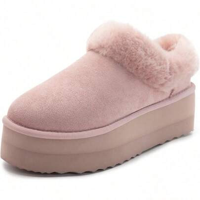 Women's Snow Boots Platform Slippers Fluffy House Slippers Indoor And Outdoor Beedroom Fuzzy Slippers | SHEIN