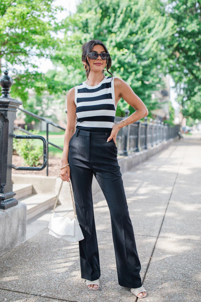 Mean Business Black Flare Trousers FINAL SALE | Pink Lily