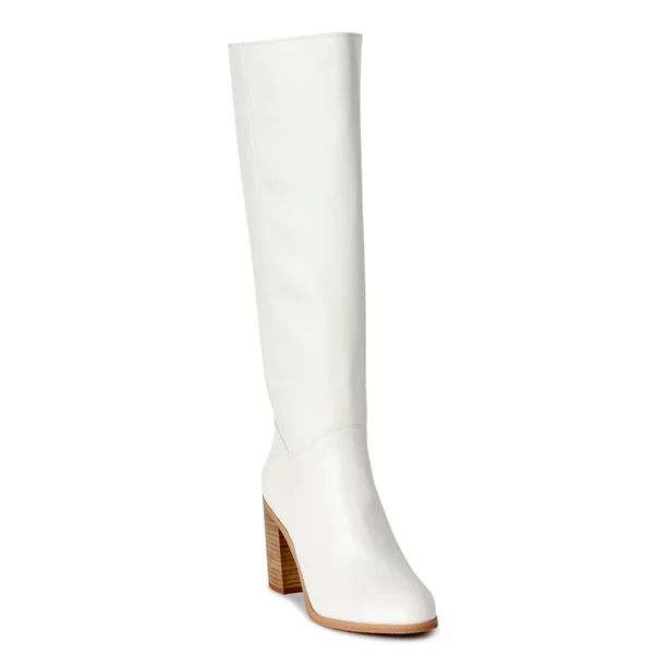 Melrose Ave - Melrose Ave Women's Vegan Leather Knee High Block Heel Boots - Walmart.com | Walmart (US)