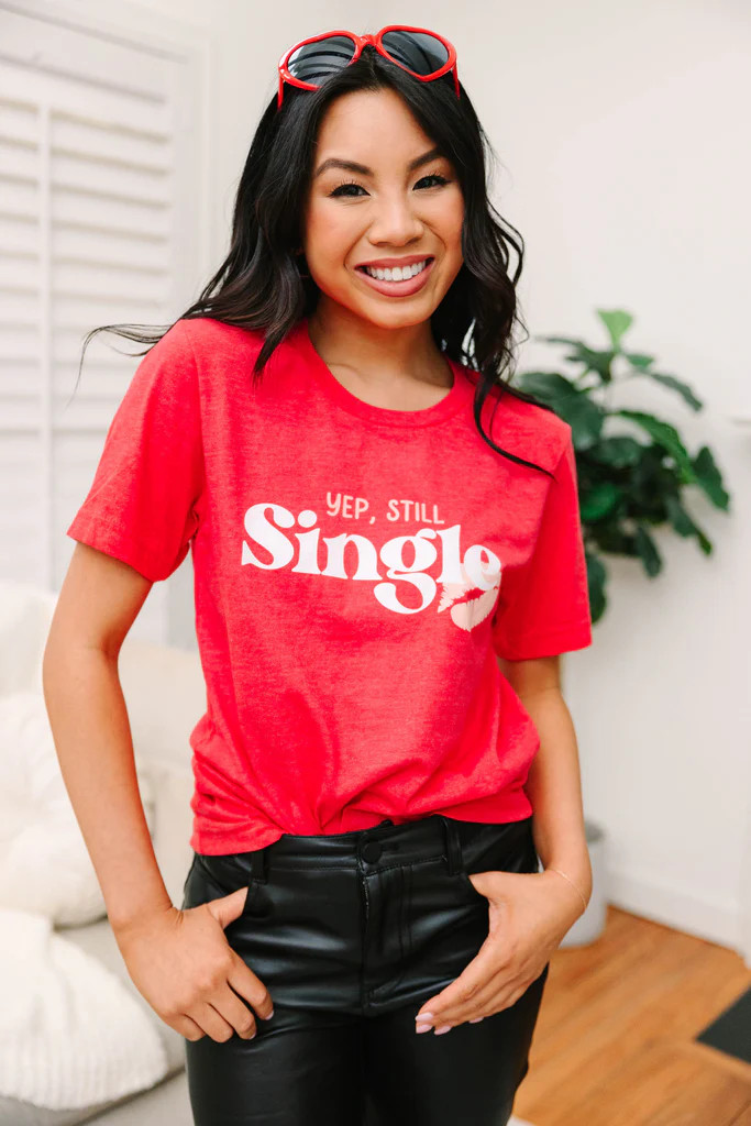 Yep, Still Single Red Heather Red Graphic Tee | The Mint Julep Boutique
