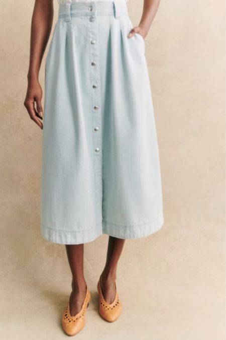 Sezane chambray midi skirt, spring skirt, spring outfit 

#LTKSeasonal #LTKfindsunder100