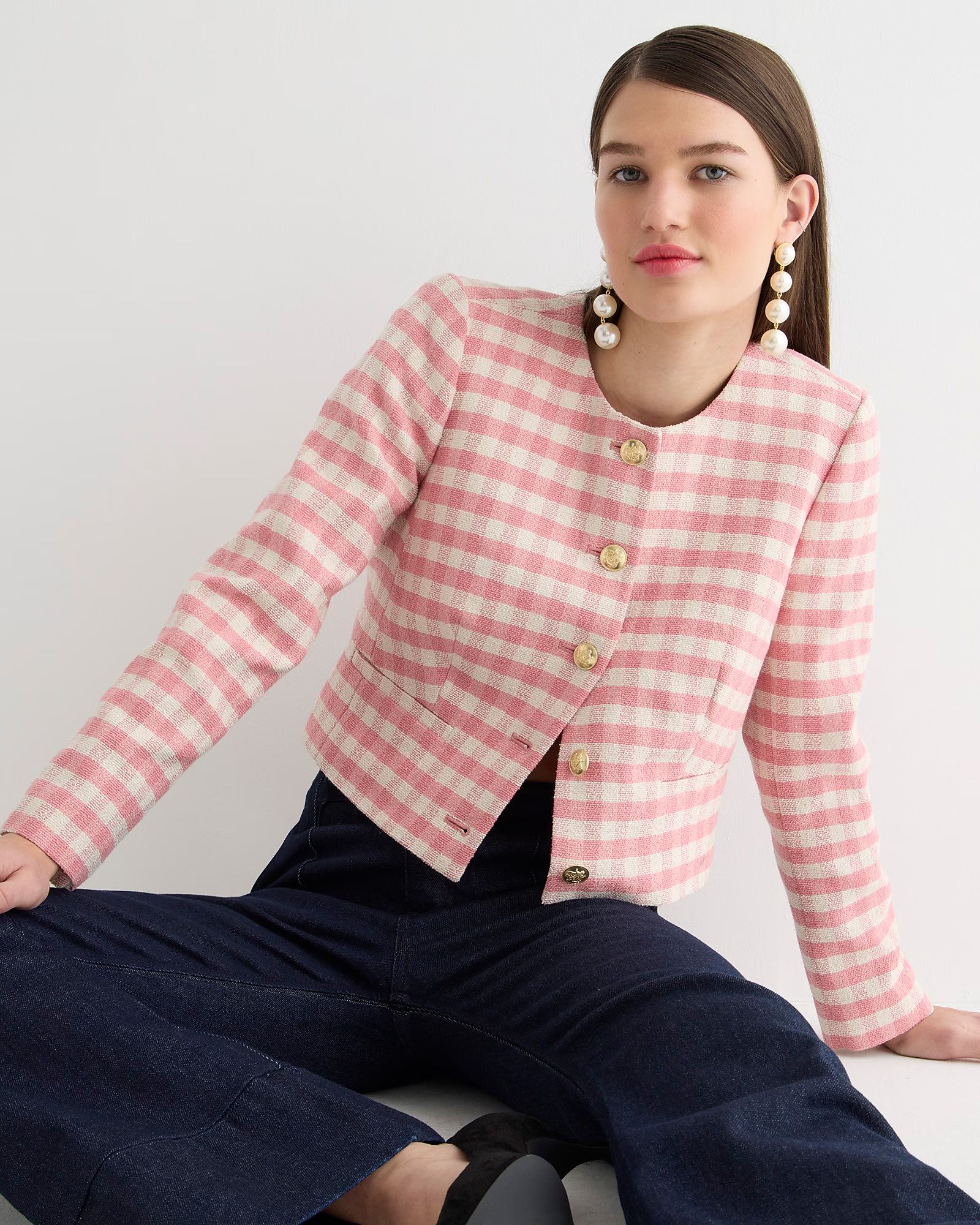 Louisa lady jacket in gingham terry tweed | J.Crew US