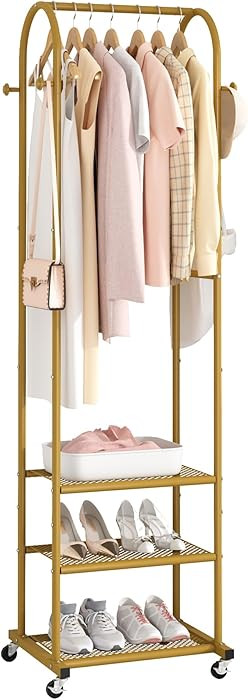 Heavy Duty Clothing Rack with Wheels,Modern Garment Rack with 3 Metal Shelves, 71.8Inches Display... | Amazon (CA)