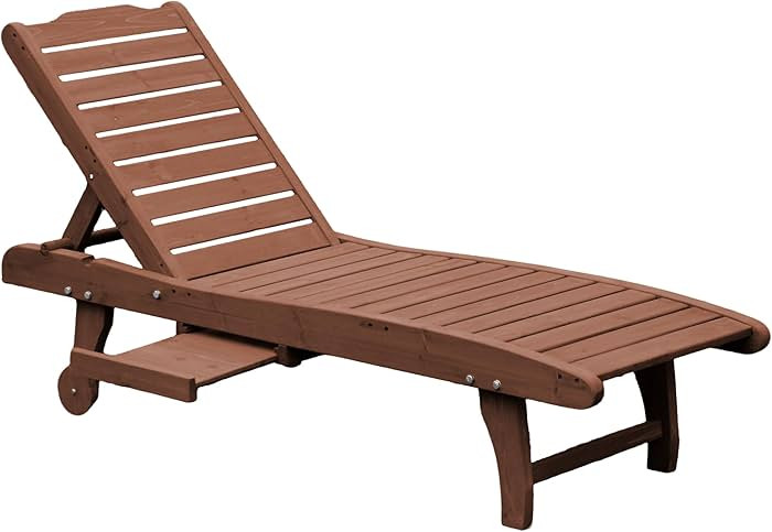 Outsunny Wooden Outdoor Lounge Chair, Adjustable Patio Outdoor Chaise Recliner Garden Furniture, ... | Amazon (CA)