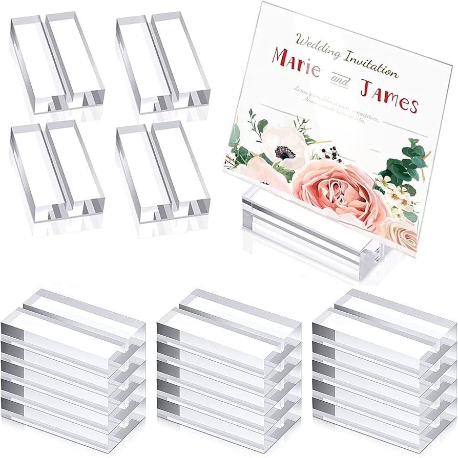 20 Pack 3" Large Clear Acrylic Sign Holders, Wedding Sign Holder with Card Slot, Perfect for Reta... | Amazon (CA)