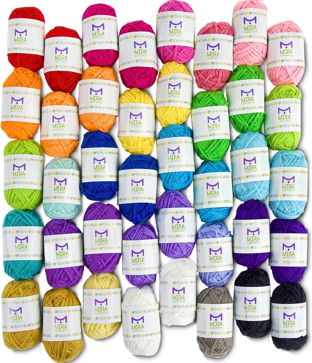 Mira Handcrafts 40 Assorted Colors Acrylic Yarn Skeins with 7 E-Books - Perfect for Any Knitting ... | Amazon (US)