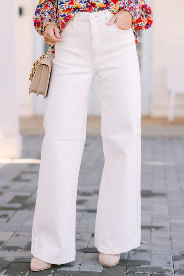 Risen Jeans: Above And Beyond White Wide Leg Jeans | The Mint Julep Boutique