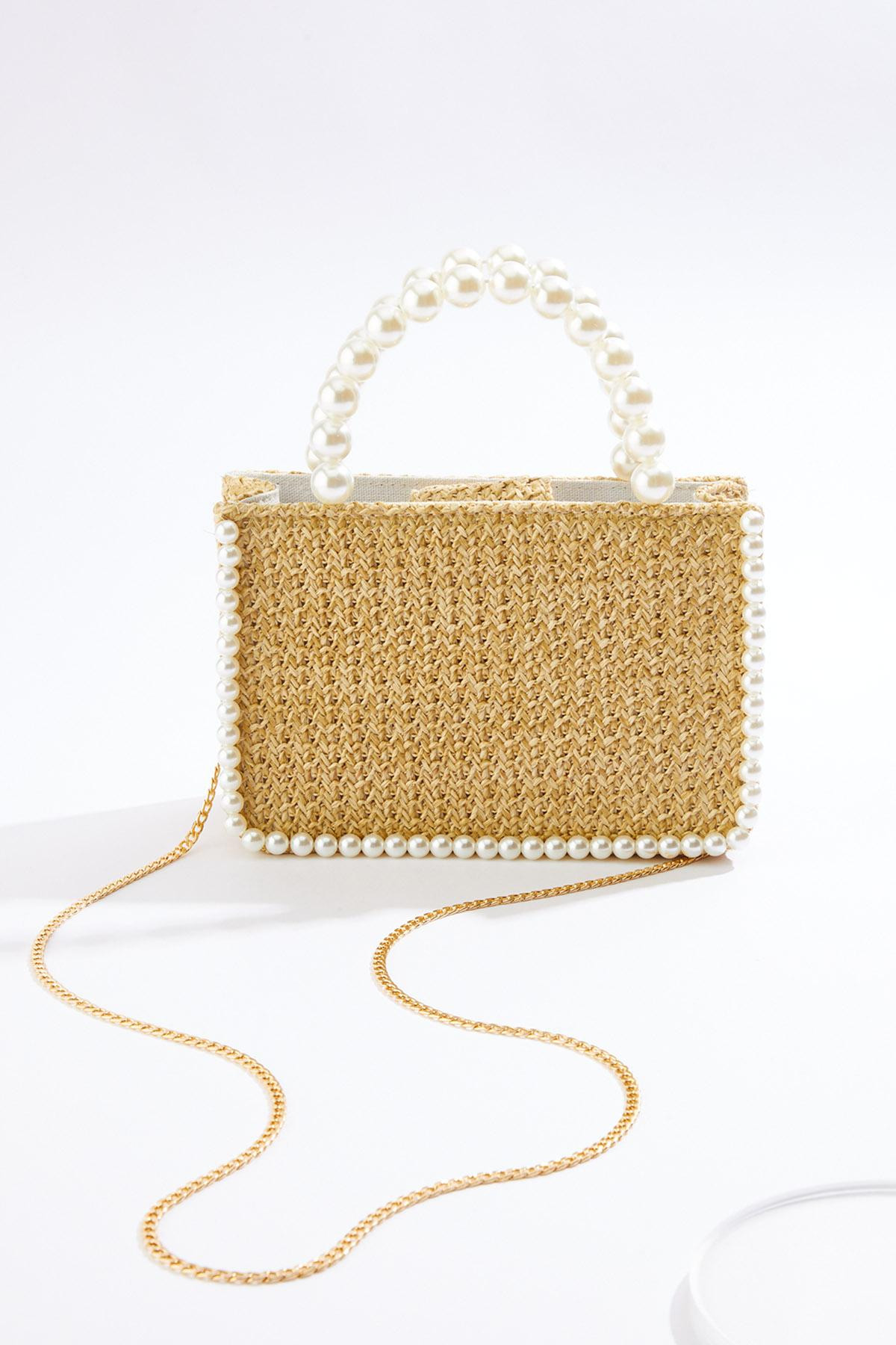 Raffia Pearl Handle Crossbody | Cato Fashions