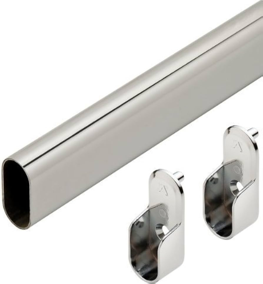 Chrome Oval Closet Rod with End Supports (Chrome, 24" Wide Space) | Amazon (US)