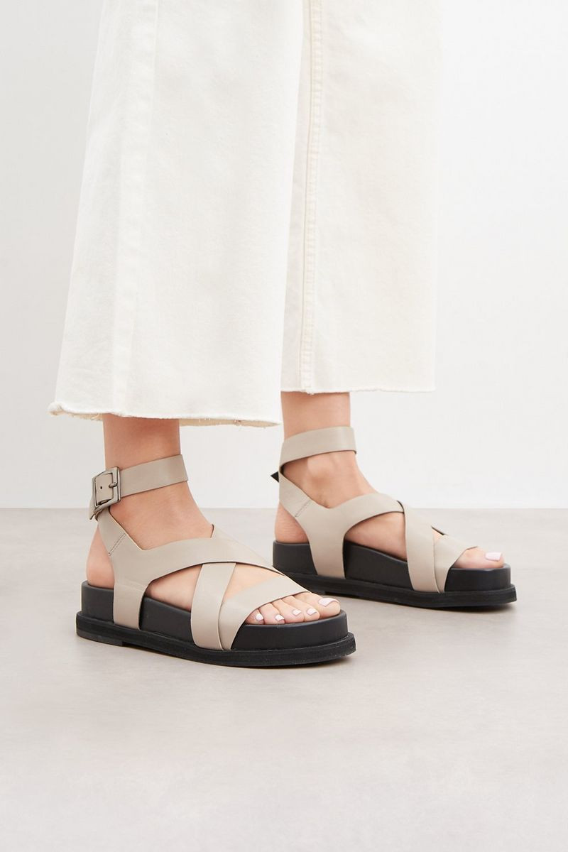 Principles: Filla Leather Ankle Strap Flat Sandal | Debenhams UK