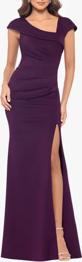 Asymmetric Neck Scuba Knit Trumpet Gown | Nordstrom